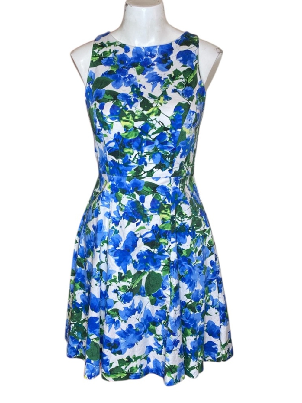 Milly for Design Nation Blue & Green Floral Sleeveless Fit-and-Flare Dress 
Sz 2